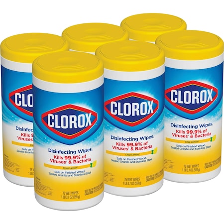 Clorox Disinfecting Wipes, Crisp Lemon, WE, PK 75 CLO01628
